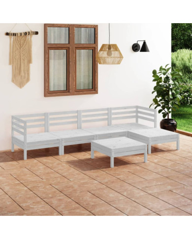 Salon de jardin 6 pcs Bois de pin massif Blanc | Mobilier & Déco