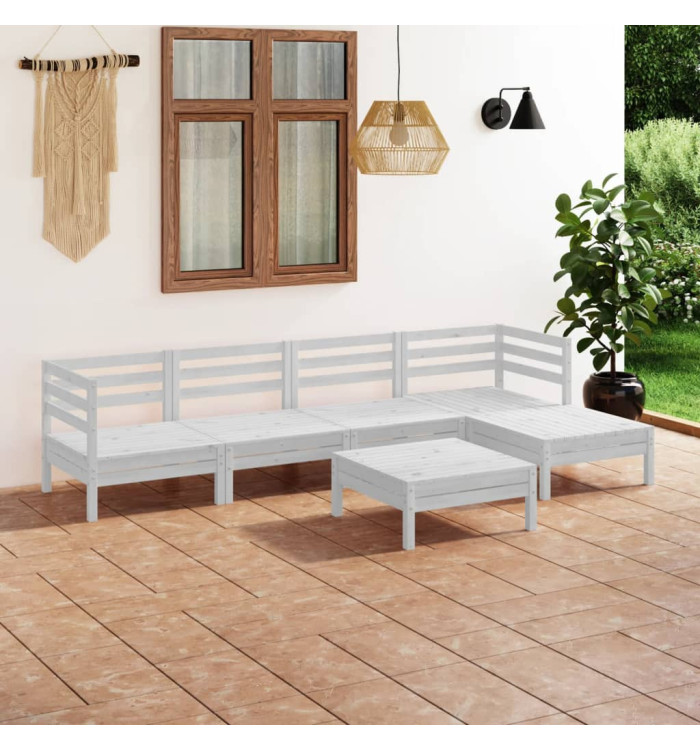 Salon de jardin 6 pcs Bois de pin massif Blanc | Mobilier & Déco