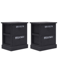 2 pcs Tables de chevet Noir 38x28x45 cm Bois de Paulownia | Mobilier & Déco