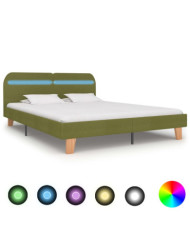 Cadre de lit avec LED sans matelas vert tissu 180x200 cm | Mobilier & Déco