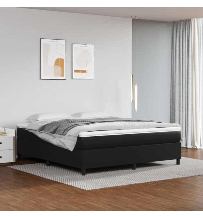 Sommier à lattes de lit avec matelas Noir 180x200 cm Similicuir | Mobilier & Déco