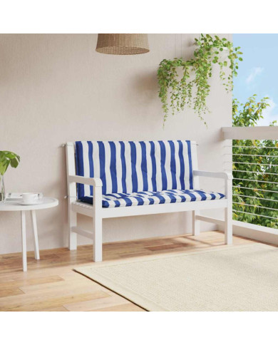 Coussins de banc de jardin lot de 2 rayures bleues et blanches | Mobilier & Déco