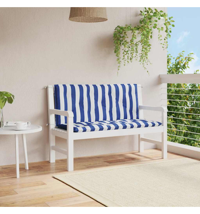 Coussins de banc de jardin lot de 2 rayures bleues et blanches | Mobilier & Déco