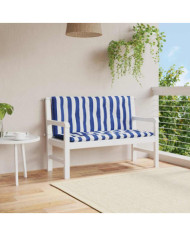 Coussins de banc de jardin lot de 2 rayures bleues et blanches | Mobilier & Déco