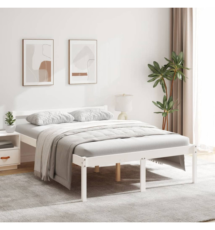 Lit pour personne âgée sans matelas 140x190 cm bois pin massif | Mobilier & Déco