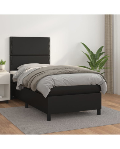 Sommier à lattes de lit avec matelas Noir 100x200 cm Similicuir | Mobilier & Déco