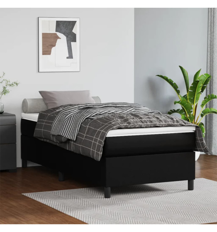 Cadre de lit sans matelas noir 100x200 cm similicuir | Mobilier & Déco