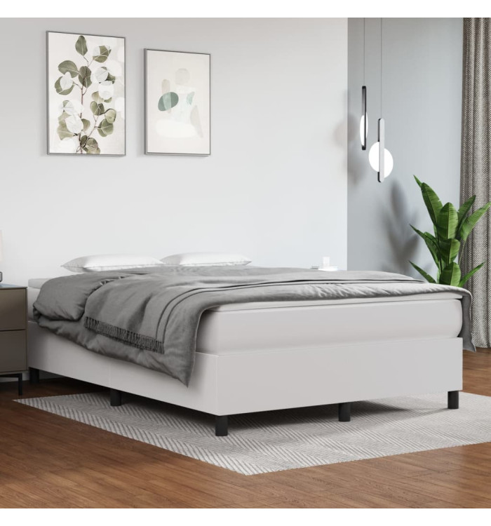 Cadre de lit sans matelas blanc 140x200 cm similicuir | Mobilier & Déco