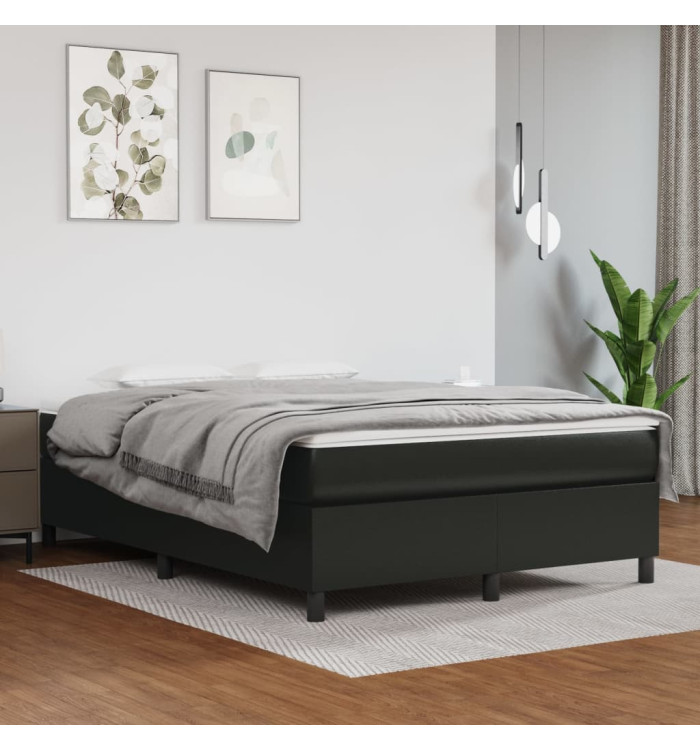Cadre de lit sans matelas noir 140x190 cm similicuir | Mobilier & Déco