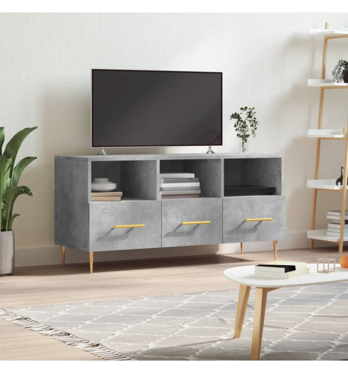 Meuble TV gris béton 102x36x50 cm bois d'ingénierie | Mobilier & Déco