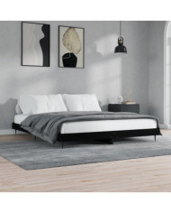 Cadre de lit sans matelas noir 200x200 cm bois d'ingénierie | Mobilier & Déco