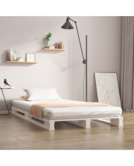Lit de palette blanc 90x200 cm bois de pin massif | Mobilier & Déco
