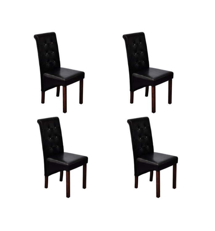 Chaises à manger lot de 4 noir similicuir | Mobilier & Déco