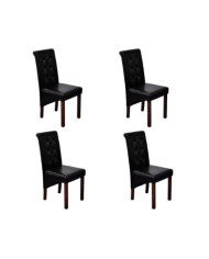 Chaises à manger lot de 4 noir similicuir | Mobilier & Déco