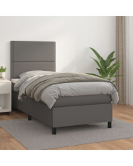 Sommier à lattes de lit avec matelas Gris 90x190 cm Similicuir | Mobilier & Déco
