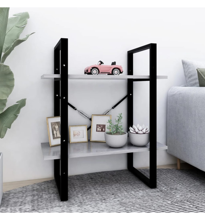 Bibliothèque à 2 niveaux Gris béton 60x30x70 cm bois ingénierie | Mobilier & Déco