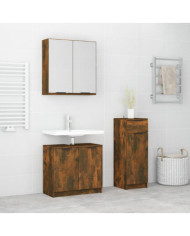 Ensemble d'armoires de salle de bain 3 pcs chêne fumé | Mobilier & Déco