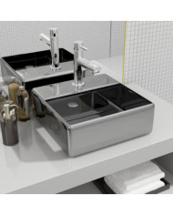 Lavabo avec trou pour robinet 38x30x11,5 cm Céramique Argenté | Mobilier & Déco