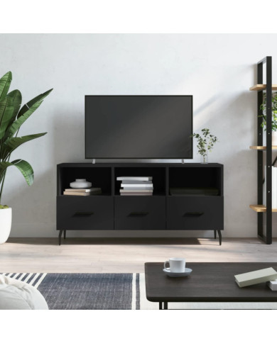 Meuble TV noir 102x36x50 cm bois d'ingénierie | Mobilier & Déco