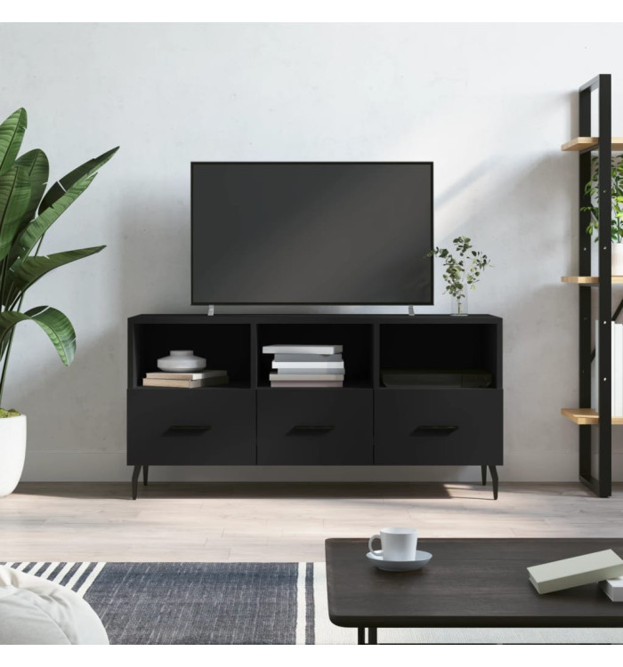 Meuble TV noir 102x36x50 cm bois d'ingénierie | Mobilier & Déco