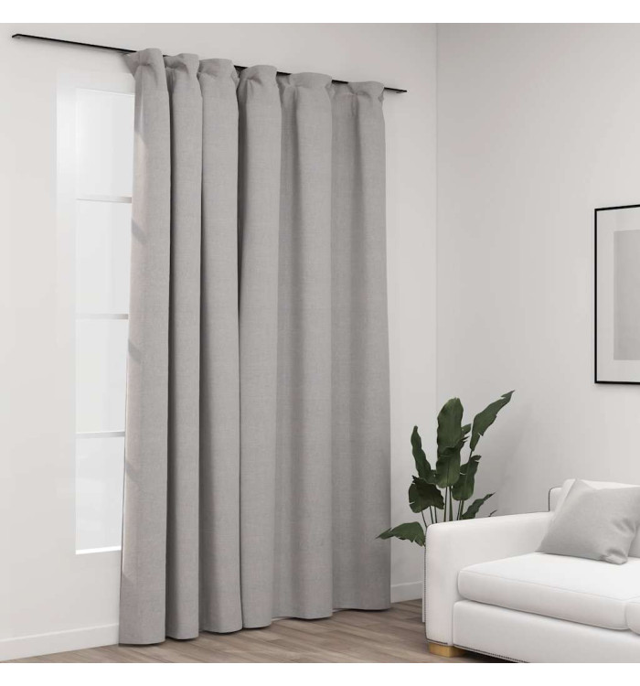 Rideau occultant d'aspect de lin avec crochets Gris 290x245 cm | Mobilier & Déco