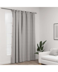 Rideau occultant d'aspect de lin avec crochets Gris 290x245 cm | Mobilier & Déco