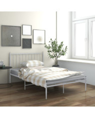 Cadre de lit sans matelas blanc métal 120x200 cm | Mobilier & Déco