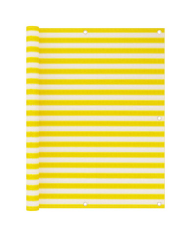 Écran de balcon Jaune et blanc 120x600 cm PEHD | Mobilier & Déco