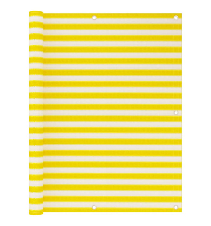 Écran de balcon Jaune et blanc 120x600 cm PEHD | Mobilier & Déco