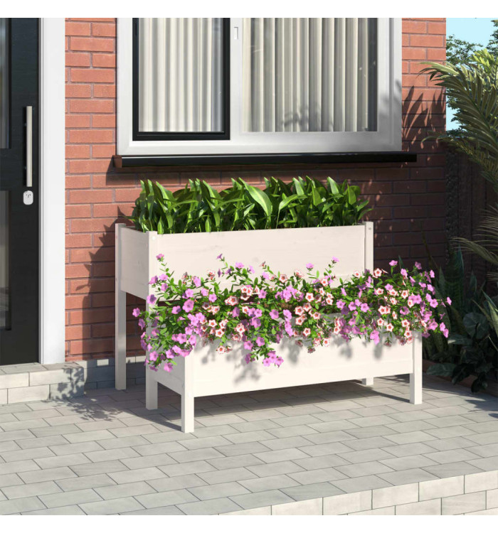 Jardinière Blanc 110x84x75 cm Bois massif de pin | Mobilier & Déco