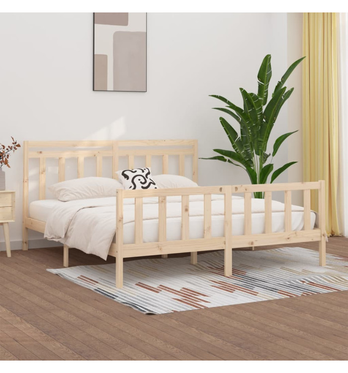 Cadre de lit sans matelas bois massif de pin 200x200 cm | Mobilier & Déco