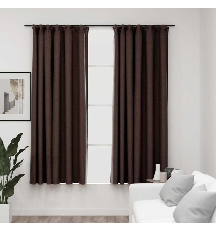 Rideaux occultants aspect lin et crochets 2 pcs Taupe 140x175cm | Mobilier & Déco