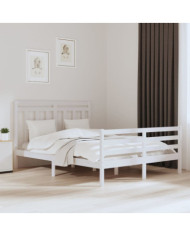 Cadre de lit sans matelas blanc 150x200 cm bois massif | Mobilier & Déco