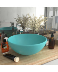 Lavabo rond de salle de bain Vert clair mat 32,5x14cm Céramique | Mobilier & Déco