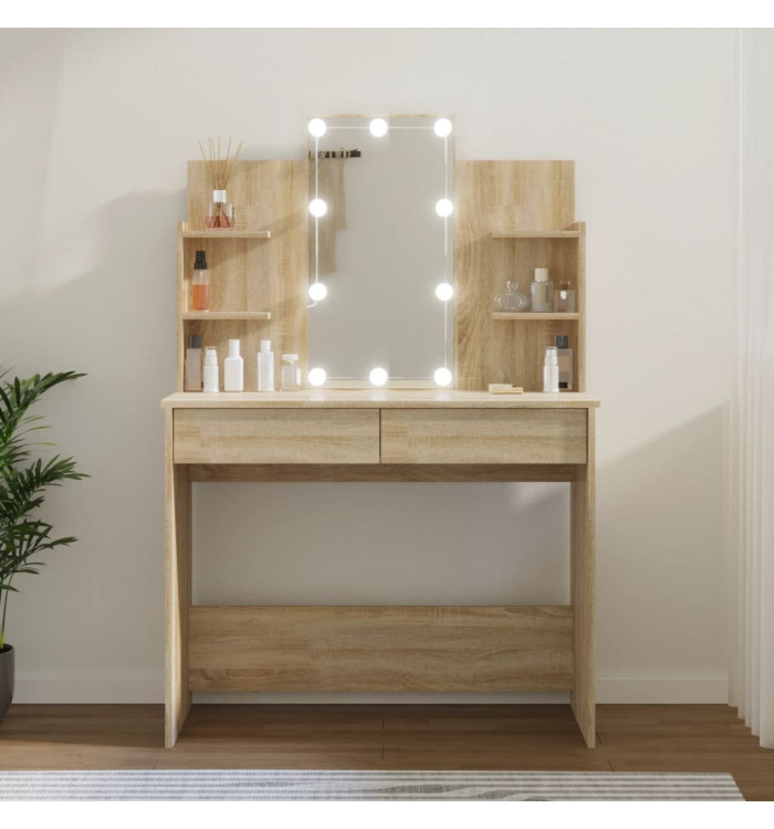 Coiffeuse avec LED chêne sonoma 96x40x142 cm | Mobilier & Déco