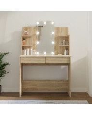 Coiffeuse avec LED chêne sonoma 96x40x142 cm | Mobilier & Déco