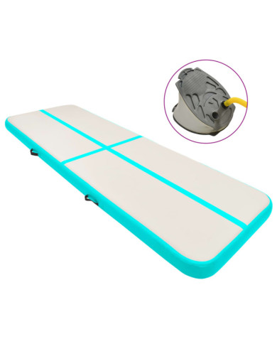 Tapis gonflable de gymnastique avec pompe 500x100x15cm PVC Vert | Mobilier & Déco