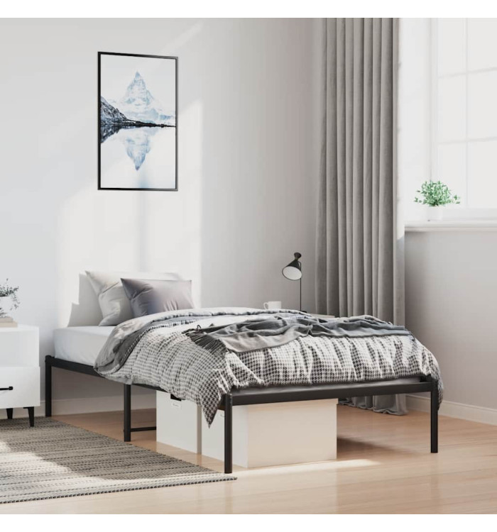 Cadre de lit métal sans matelas noir 100x200 cm | Mobilier & Déco