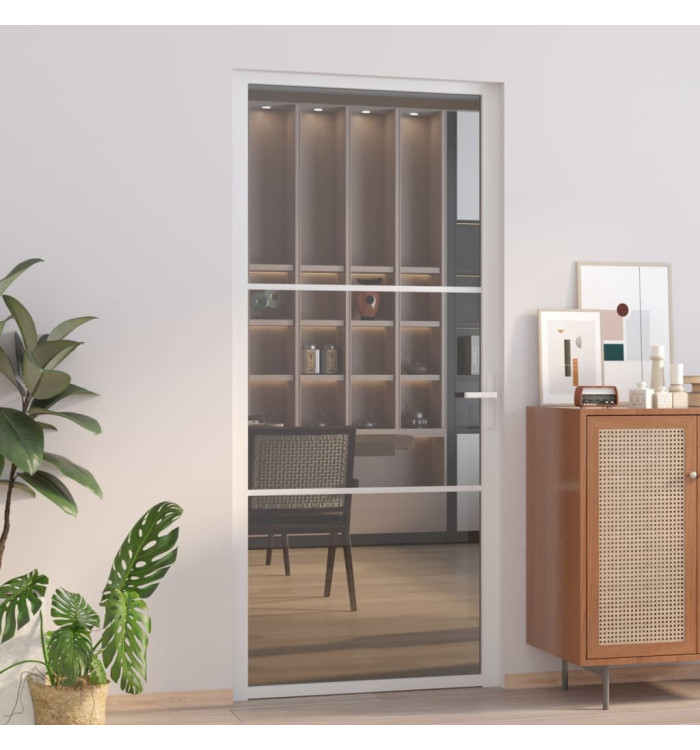Porte intérieure 93x201,5 cm Blanc Verre ESG et aluminium | Mobilier & Déco