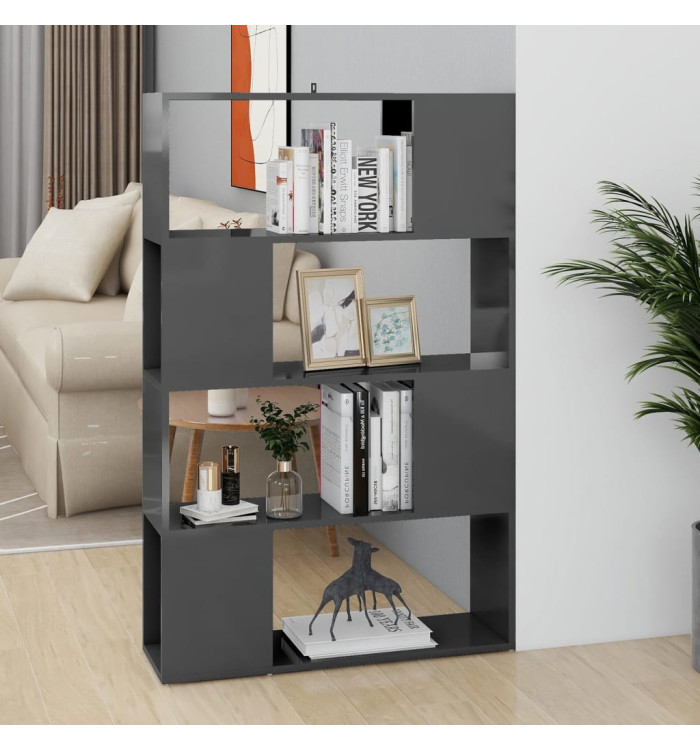 Bibliothèque/Séparateur de pièce Gris brillant 80x24x124,5 cm | Mobilier & Déco