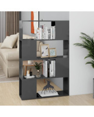 Bibliothèque/Séparateur de pièce Gris brillant 80x24x124,5 cm | Mobilier & Déco