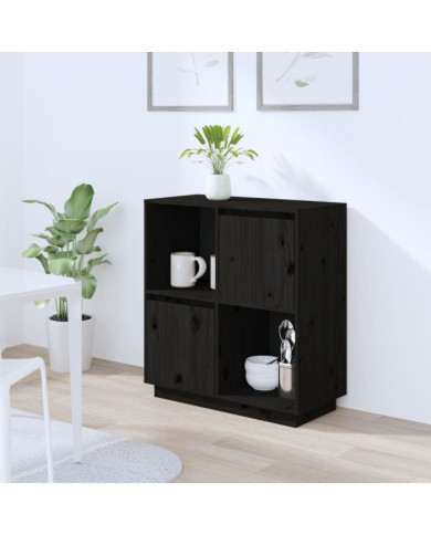 Buffet noir 74x35x80 cm bois massif de pin | Mobilier & Déco