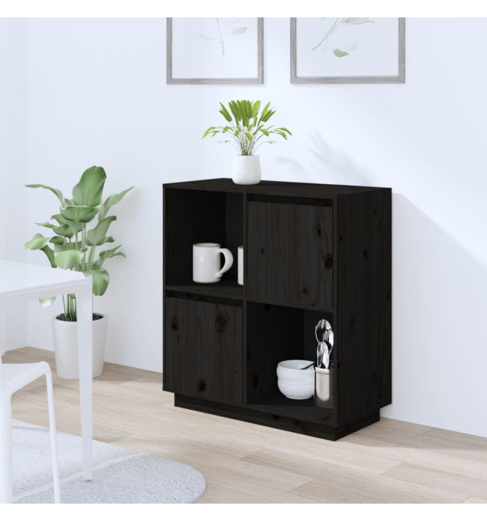 Buffet noir 74x35x80 cm bois massif de pin | Mobilier & Déco