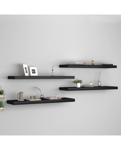 Étagères murales flottantes 4 pcs noir 90x23,5x3,8 cm MDF | Mobilier & Déco