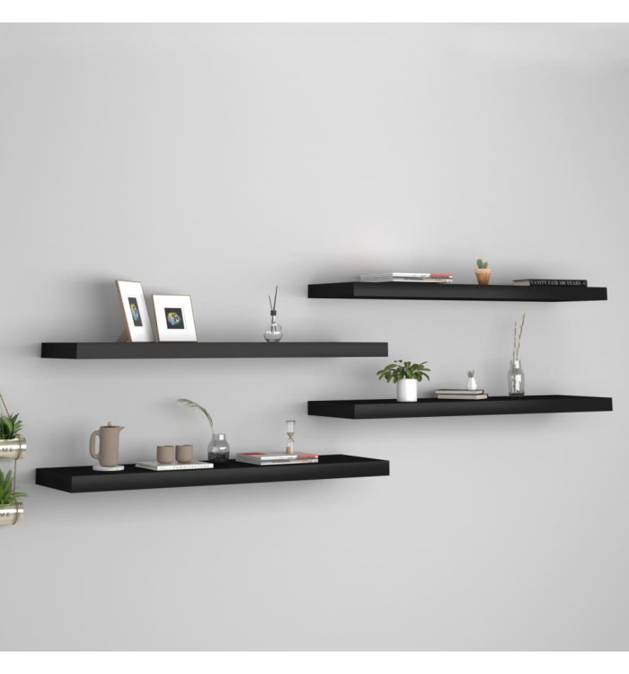 Étagères murales flottantes 4 pcs noir 90x23,5x3,8 cm MDF | Mobilier & Déco