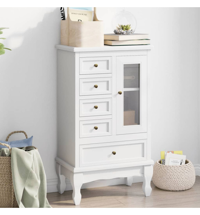 Armoire avec 5 tiroirs et 2 étagères Blanc | Mobilier & Déco