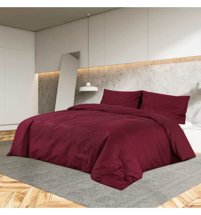 Ensemble de housse de couette Bordeaux 155x220 cm Coton | Mobilier & Déco