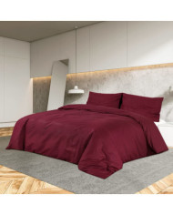Ensemble de housse de couette Bordeaux 155x220 cm Coton | Mobilier & Déco