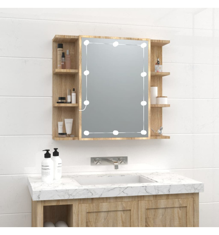Armoire à miroir avec LED Chêne sonoma 70x16,5x60 cm | Mobilier & Déco