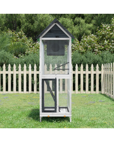 Maison à oiseaux gris 60x58,5x160 cm bois massif de pin | Mobilier & Déco